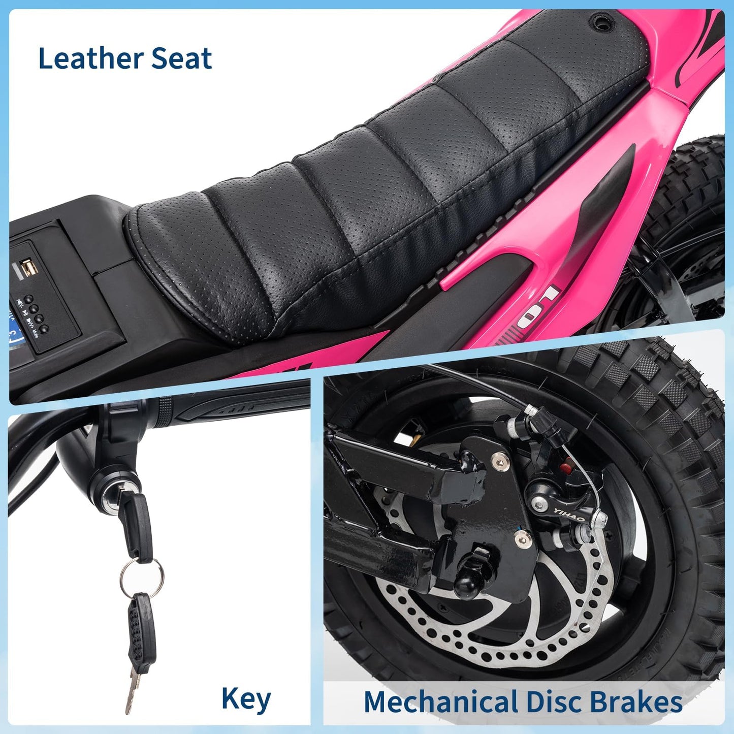 24V Electric Dirt Bike for Kids, 350w Electric Motorcycle for Kids - Up to 13.67Mile/h Long-Range, Ride on Motorcycle with Rear Wheel Suspension, 12 Miles Range, Twist Grip Throttle, Rubber Tire