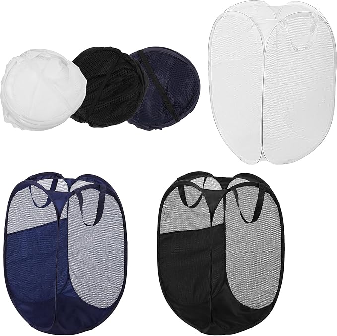 6Pcs Pop up Hampers for Laundry Foldable Mesh Laundry Hamper Baskets