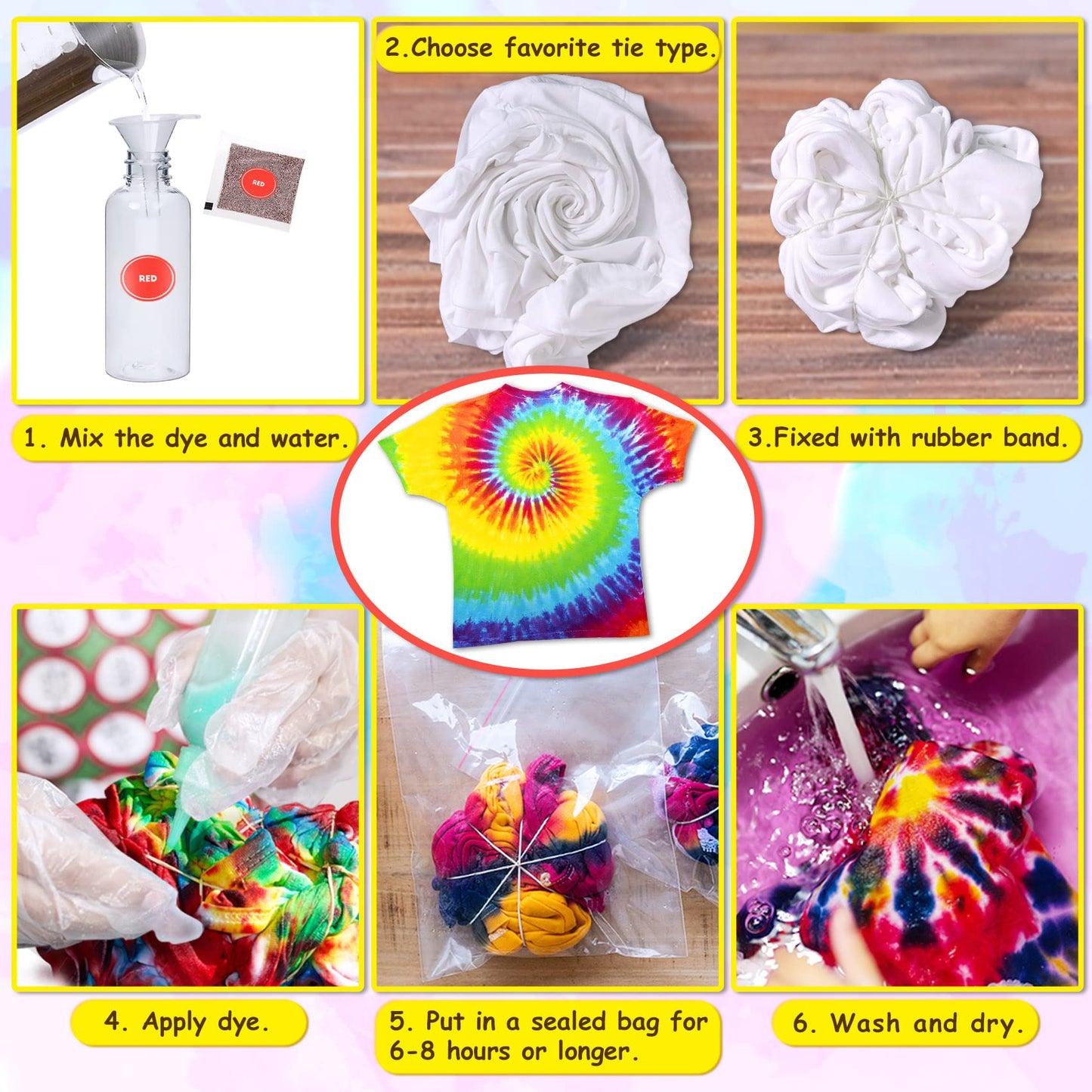 PATIFEED Tie Dye Kit for Kids, 35 Colours Tie-Dye Set, Tye Dye Kit for Clothes, Games & Activities, Ideal Art and Craft Kit for Kids and Adults