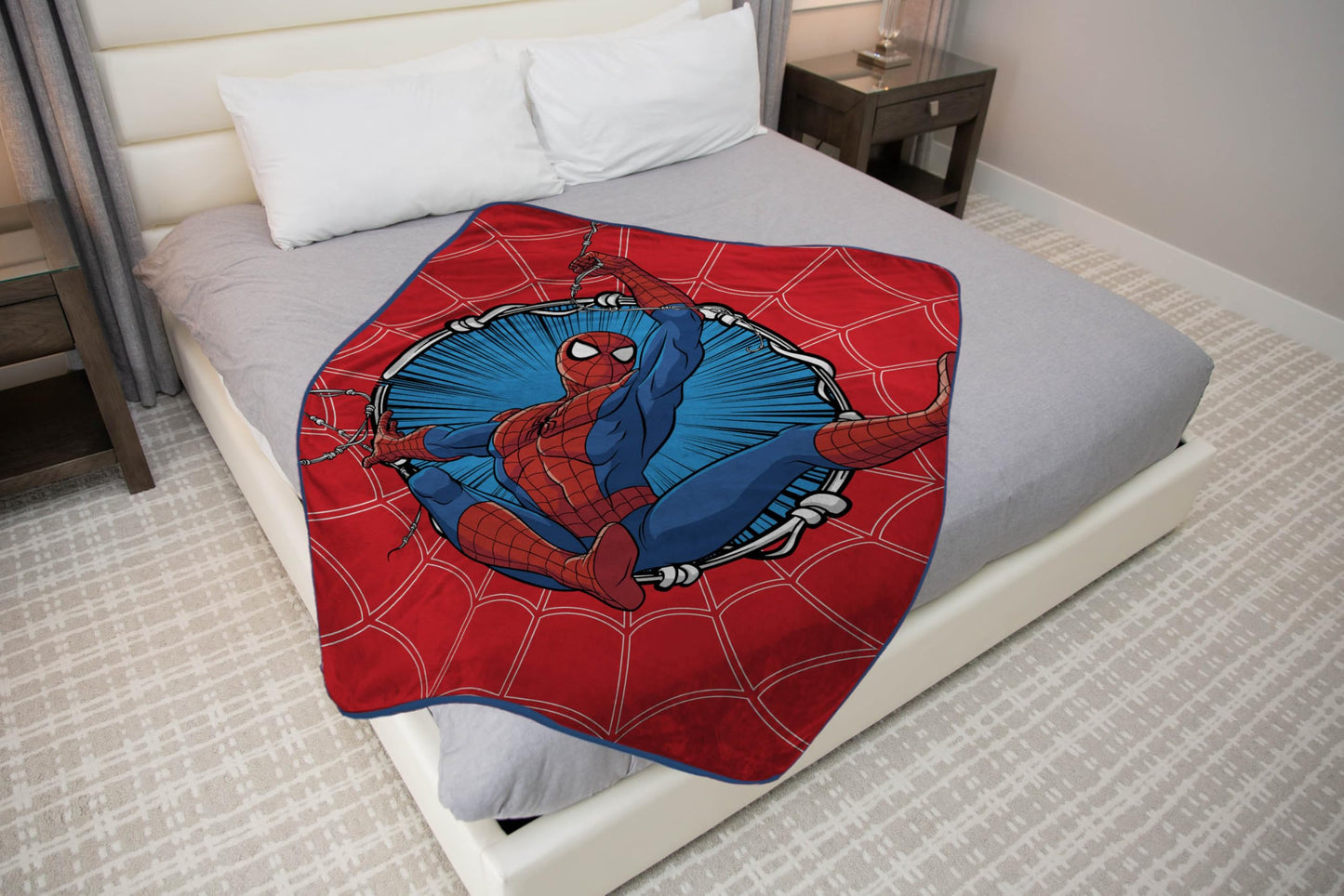 Jay Franco Kids Plush Throw Blanket – Soft & Cozy Fleece Throw for Bedroom & Couch Décor, Official Licensed Product, Red - Spiderman, 46x60 - Throw Blanket