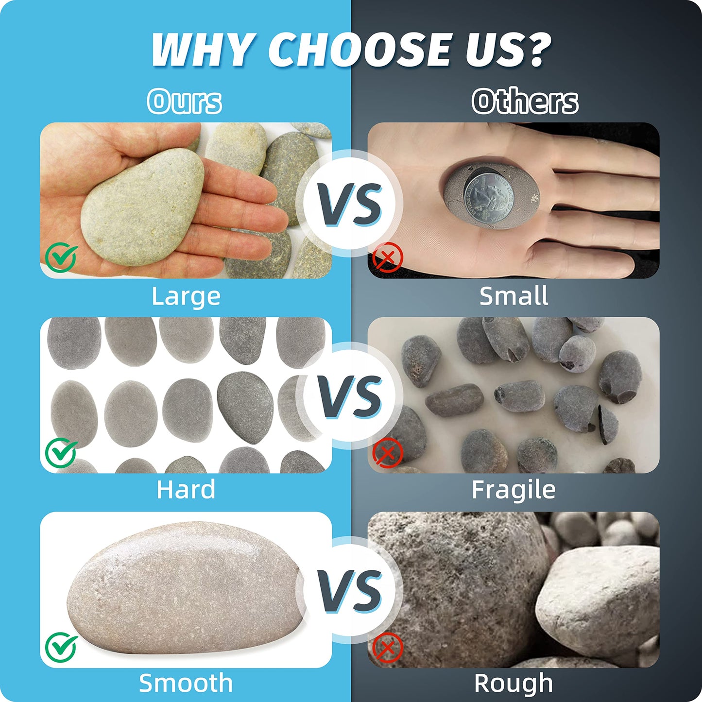 DALTACK 30 Pcs Large Rocks for Painting, Natural Flat River Rocks, 2-3 Inch Smooth Stones for DIY Crafts, Kindness Rocks, Home Decor and Handmade Gifts