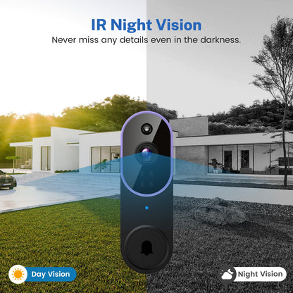 Orbitell Wireless Wi-Fi Video Doorbell Camera with Two Way Audio, AI Motion Detection, Night Vision and Cloud Storage, 2.4G Wi-Fi only