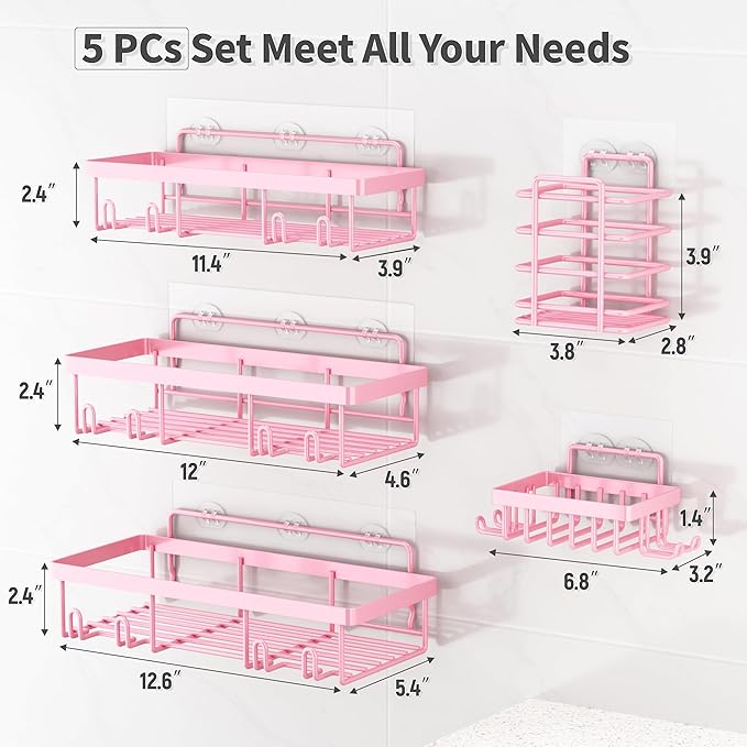 5 Pack Shower Caddy Organizer Rack Shelf
