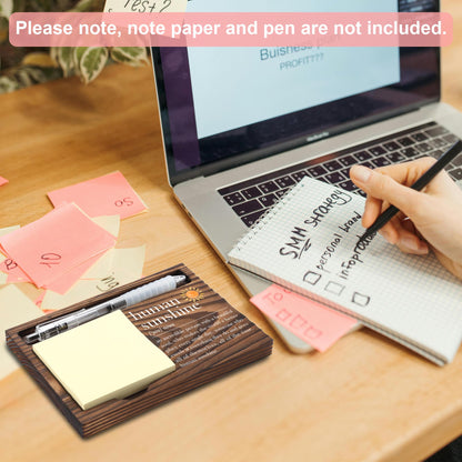 Human Sunshine Gifts, Appreciation Gifts, Thank You Gifts, Sticky Note Holder, Post-it Note Dispenser for Desk, Wooden Post-it Note & Pen Holder 6.5" x 4.7" - FTA106