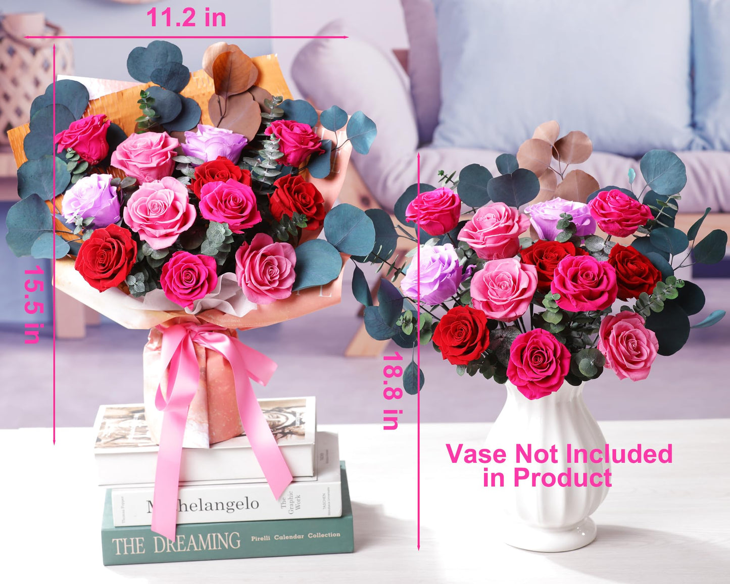 lovenfold Flowers for Delivery,Preserved Flowers Bouquets,Purple Rose Bouquets That Last 1-3 Years,Birthday Flowers Gifts for Women Mom Grandma Wife Friends