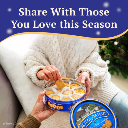 Royal Dansk Danish Butter Cookies, Premium Assorted Cookies in a Gift Tin, Great for Sharing and Gifting, 24 oz