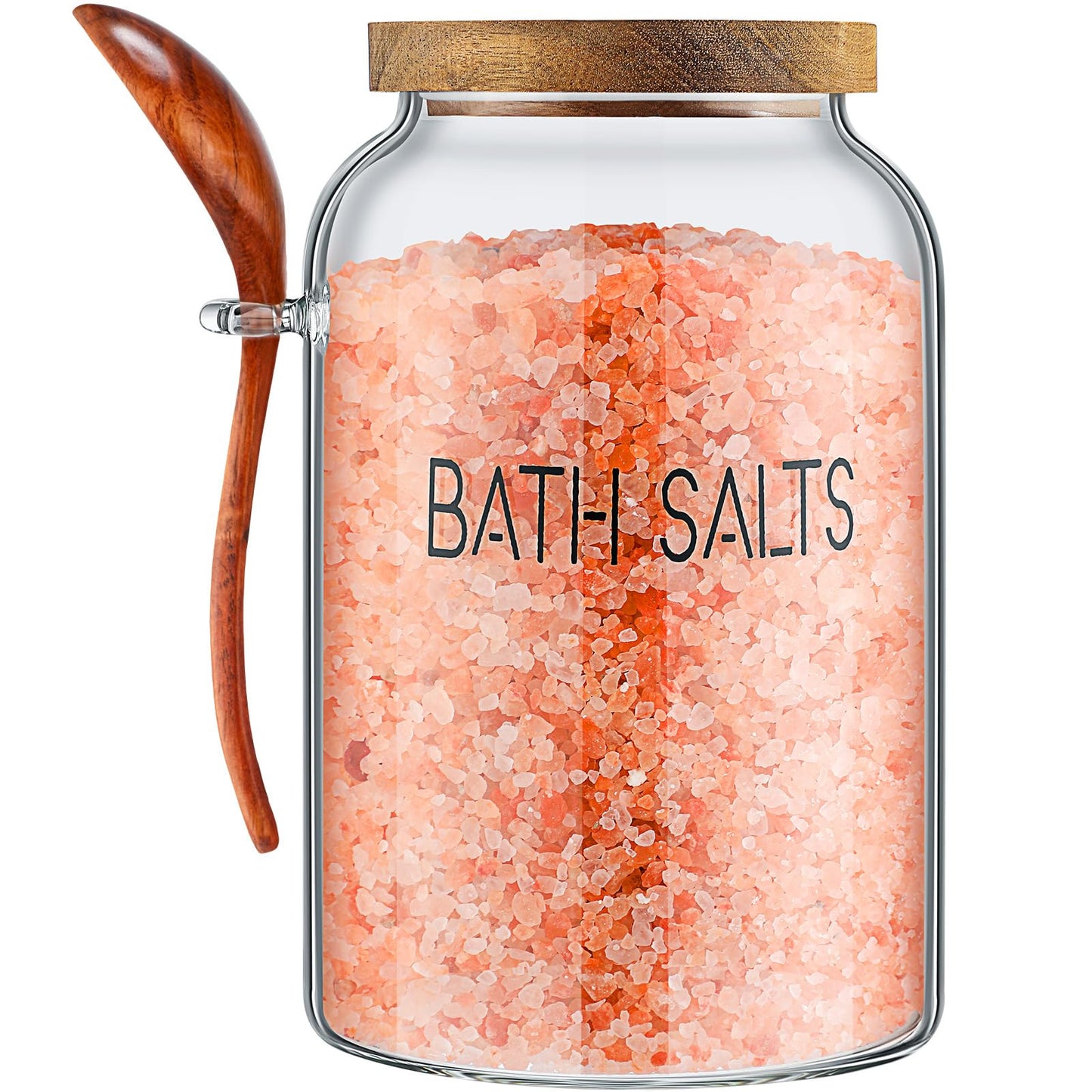 SiliFine 1 Piece 94 oz Bath Salts Glass Jar with Wooden Lid, Bath Salt Container with Scoop, Airtight Storage Bathtub Accessories for Women