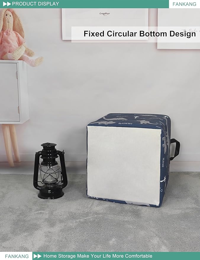 FANKANG Square Nursery Hamper Storage Bins Canvas Laundry Basket Foldable
