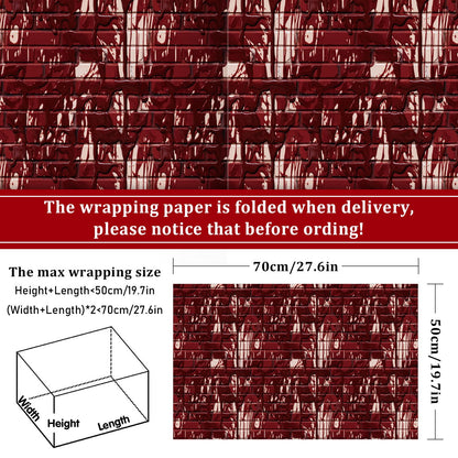 JarThenaAMCS 12 Sheets Halloween Bloody Wrapping Paper - Not Roll - Blood Splatter Brick Gift Wrap Paper Folded Flat for DIY Crafts Holiday Horror Party Supplies, 19.7 x 27.6 Inch