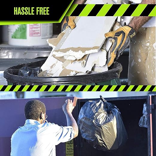 Aluf Plastics 65 Gal Black Heavy Duty Garbage Bags 1.5 Mil