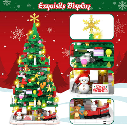 Advent Calendar 2025 Christmas Tree Building Toy Set with LED light, Christmas Countdown Calendar, 24 Days Building Block for Kids Adult Creative Gifts for Adults Teens Girls Ages 8+