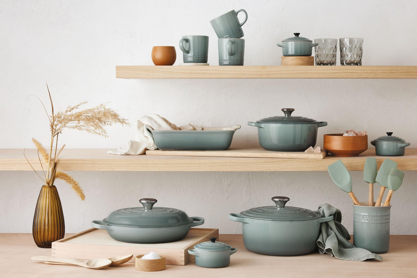 Le Creuset Silicone Craft Series Utensil Set with Stoneware Crock, 5 pc., Sea Salt