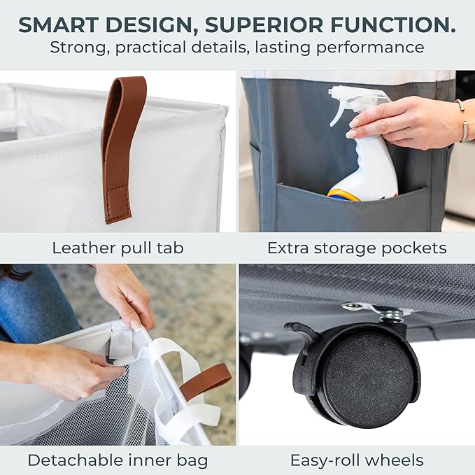 Laundry Basket with Wheels – Foldable, Space-Saving, Fabric Slim Laundry Hamper