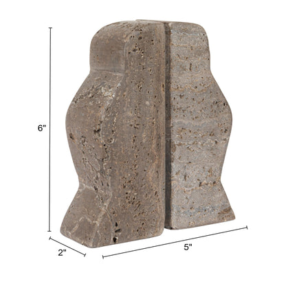 Creative Co-Op Decorative Travertine Wave Bookends, Grey