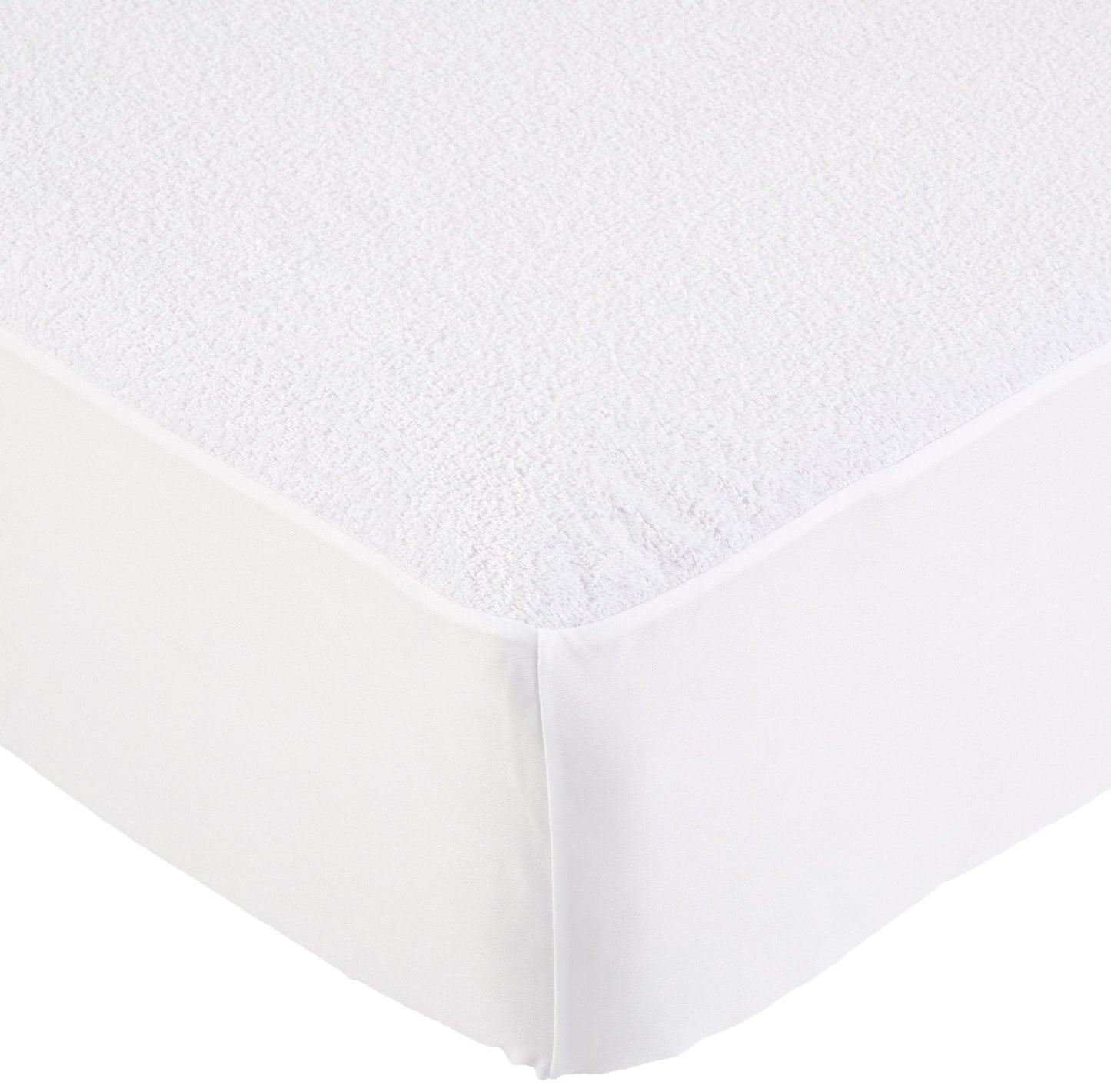 Amazon Basics Waterproof Breathable Mattress Protector, King Size, 18 inch Deep, Machine Washable, White