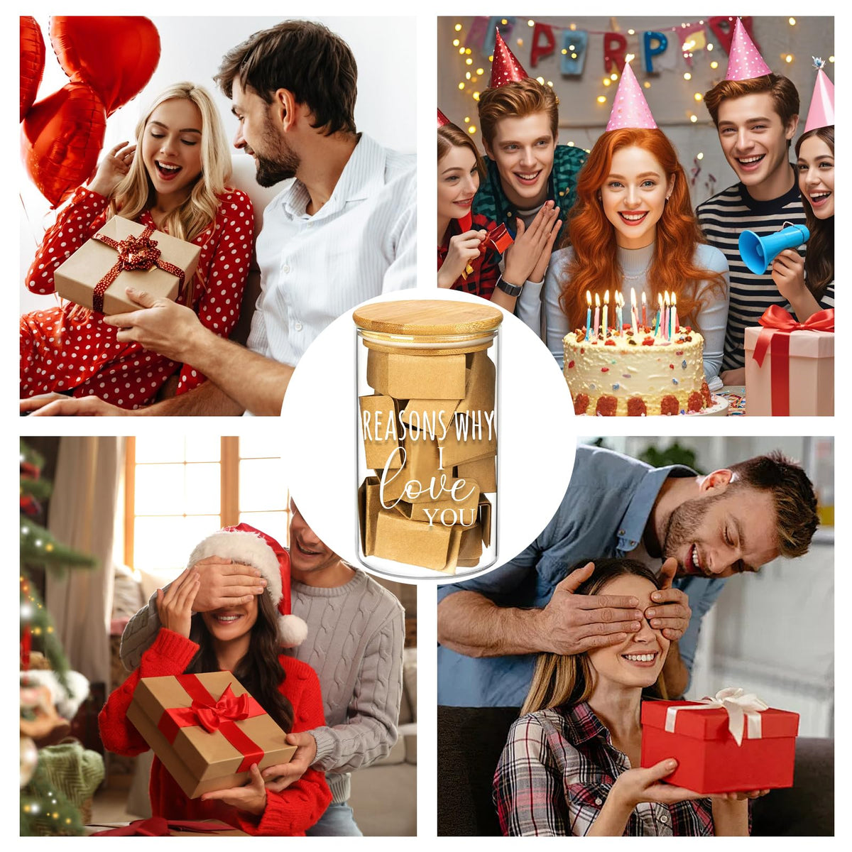 LAIAME Reasons Why I Love You Jar with 100 Note Cards,Birthday Gift Long Distance Relationship Gift for Boyfriend Girlfriend Him Her,Gratitude Jar for Mom Dad, Valentines Day Gifts for Wife Husband