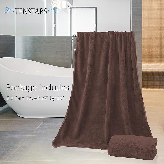 TENSTARS Silk Hemming Bath Towels