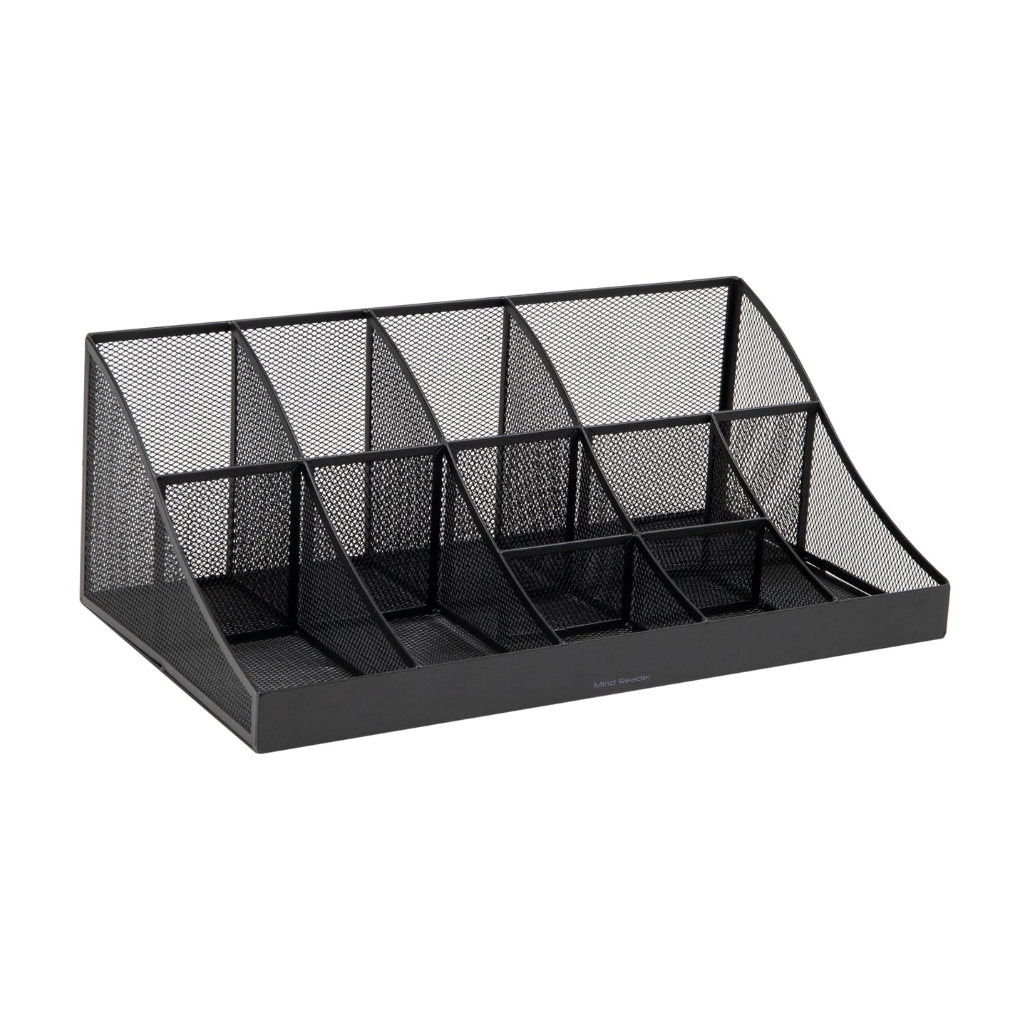 Mind Reader Cup and Condiment Station, Countertop Organizer, Coffee Bar, Kitchen, Stirrers, 17.875"L x 9.5"W x 6.625"H, Black