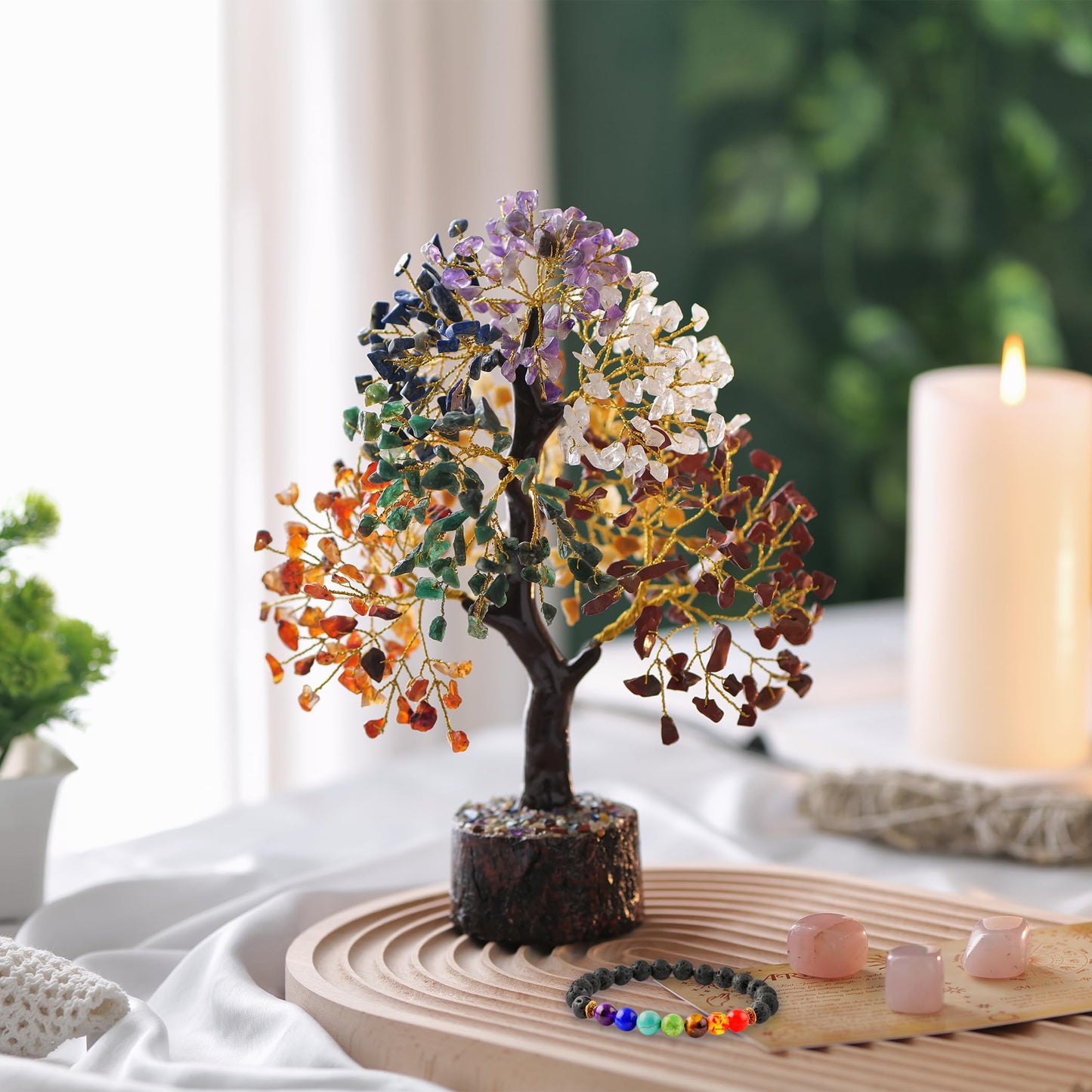 Seven Chakra Tree of Life, Crystal Tree for Positive Energy - Feng Shui Tree, Artificial Tree, Crystal Decoration, Money Tree, Handmade 7 Chakra Tree, Stone Tree, Healing Crystals, Spiritual Gifts