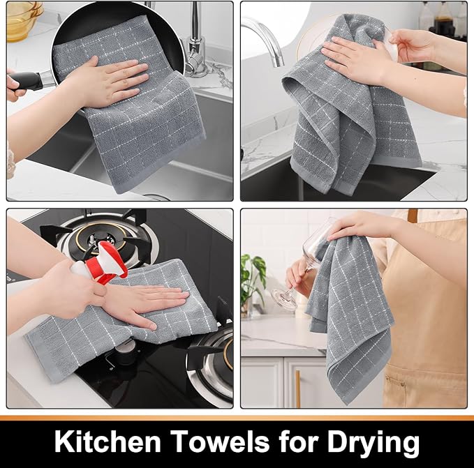 Mordimy 100% Cotton Terrycloth Kitchen Towels and Dishcloths Sets, Soft and