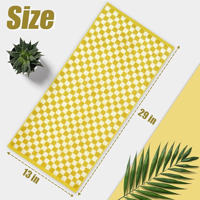 Jacquotha 4 Pcs Hand Towels for Bathroom Checkered, Cotton Soft Absorbent Cute