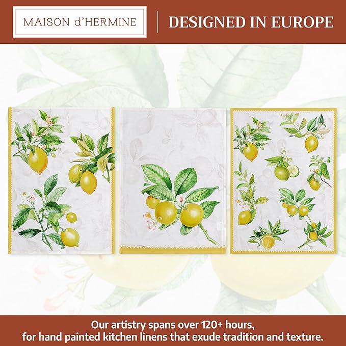 Maison d' Hermine Kitchen Towels Set of 3 100% Cotton 27.50" x 20" Reusable