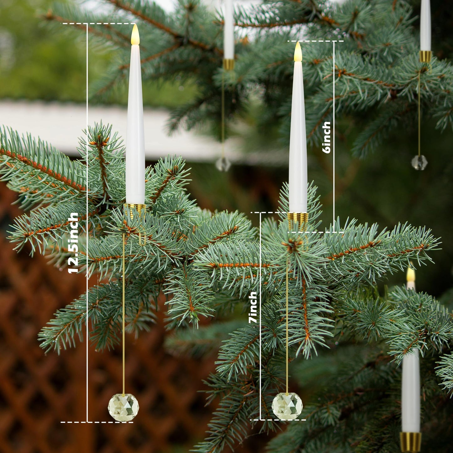 Christmas Tree Candles with Remote, 12 Pack Battery Operated Christmas Candles, LED Candlesticks for Xmas Tree Decoration, Flickering Flameless Candle for Home, Party Decor with Crystal Ball Hooks