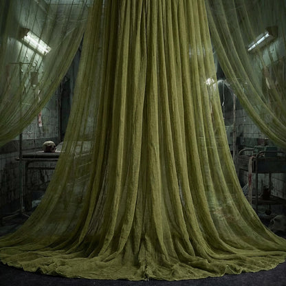 Watayo 400 x 85 Inches Halloween Dark Green Creepy Cloth, Oversize Halloween Cheese Cloth, Scary Spooky Fabric Gauze for Outdoor Haunted House Yard Doorway Decor