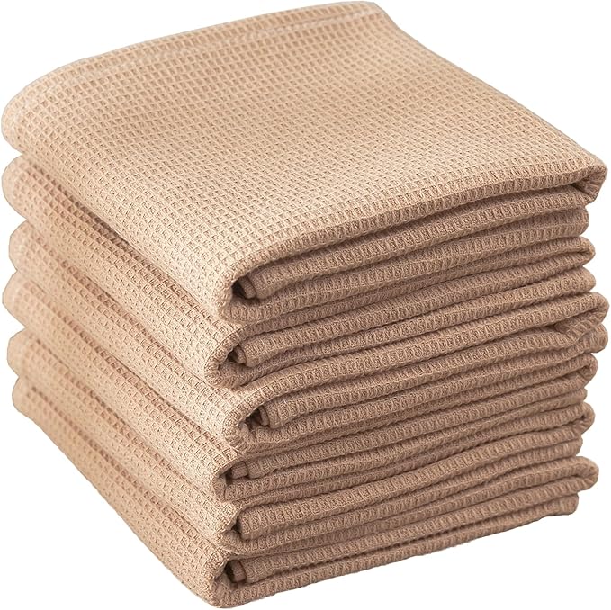 QUILTINA Dish Towels Set, 100% Cotton Waffle Weave Kitchen Towels 6 Pack