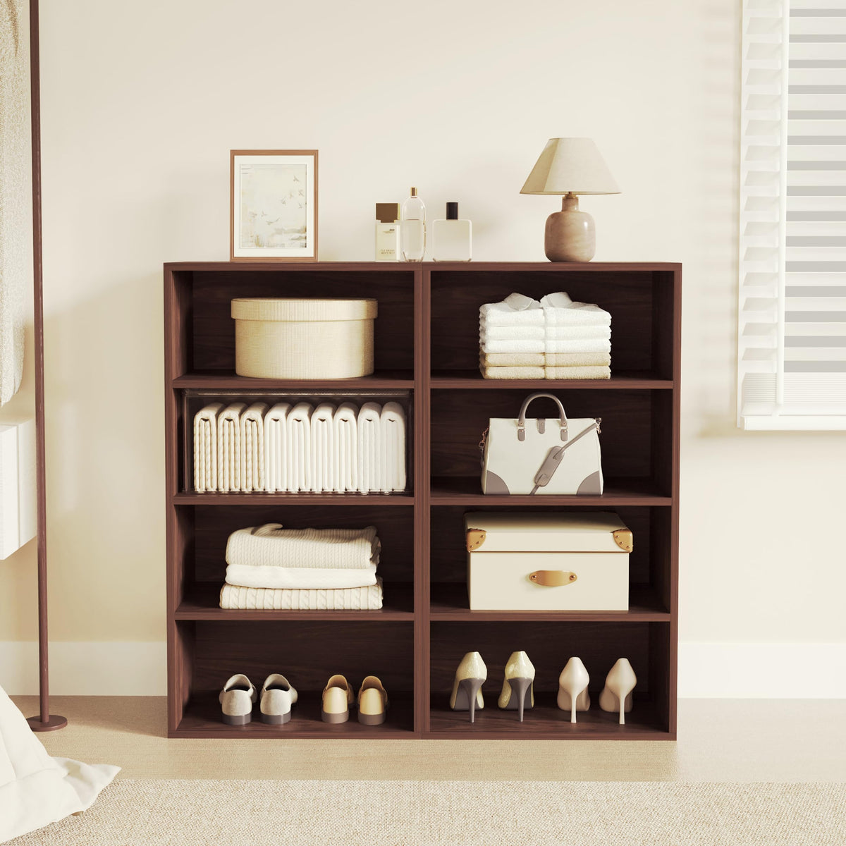 ELYUP Basic Open Shelf Bookcase – 4-Tier Extra Deep Wooden Bookshelf, Storage Shelves with 11-Inch Depth, Black Walnut