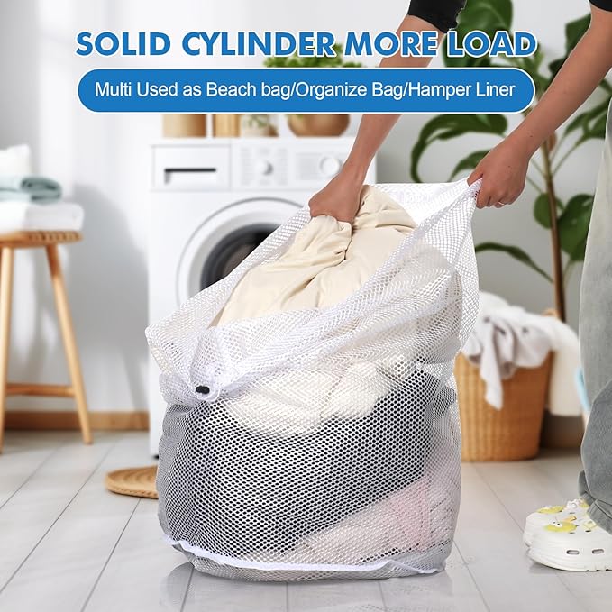 3Pcs Mesh Laundry Bags Washing Machine Mesh Wash Bags Jumbo