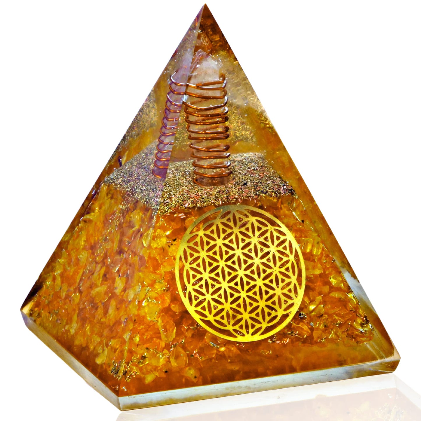 ANAYA AGATE Citrine Orgone Pyramid, Crystal Pyramid for Wealth Prosperity, Orgonite Pyramids for Meditation, Wisdom, Spiritual Growth, Crystals and Healing Stones for Success, Financial Abundance