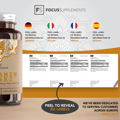 FS Vitamin D3 K2 | 180 D3 and K2 Vitamin Capsules - High Strength Vitamins D3-4000 iu & K2-100μg per Serving | Vitamins D&K2 Supplements | Non-GMO & Allergen Free | Made in The UK