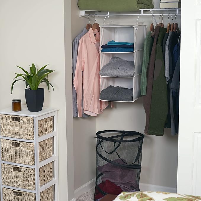 Household Essentials 311342 Hanging Closet Organizer | 3 Pocket Shelves |