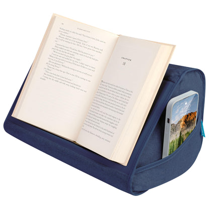 LAPGEAR Book Pillow – Lap Reading Cushion with Built-in Book Stand – Fits 6x9 Books & Similar Sizes – Denim Blue – Style No. 33203