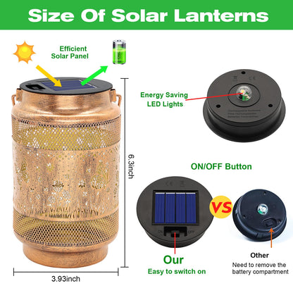 2 Pack Butterfly Solar Lanterns Outdoor Waterproof Garden Decor, Gifts for Mothers Day Women Mom Grandma Birthday, Metal Hanging Solar Lights for Outside Yard Patio Pathway Backyard Porch