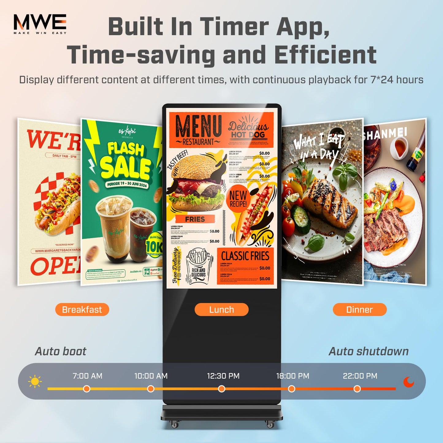 MWE 65 Inch 4K Touchscreen Kiosk, Indoor Floor Standing Digital Signage Displays, Advertising Display LCD Kiosk, Interactive Display Poster Android System with Auto Media Player, HDMI/USB/WIFI