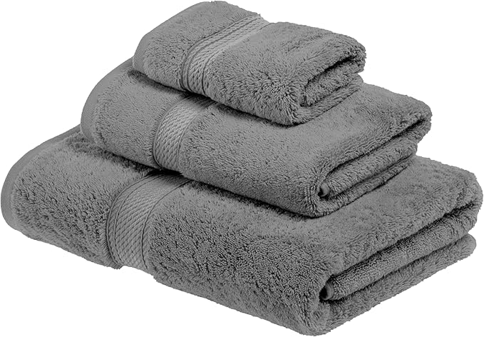 SUPERIOR Egyptian Cotton Pile 3 Piece Towel Set, Includes 1 Bath, 1 Hand