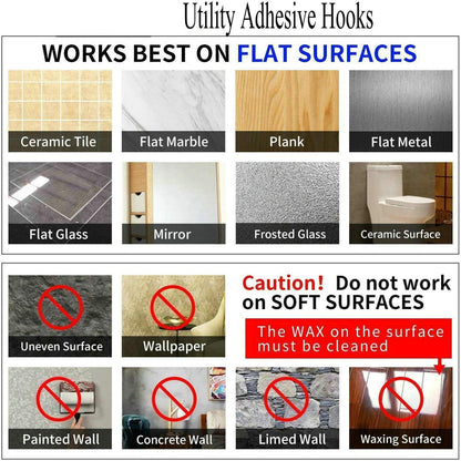 Jwxstore 24 Pack Self Adhesive Hooks Heavy Duty - 33lb Max, Transparent, Waterproof, Sticky Wall Hooks for Keys, Bathroom, Shower, Outdoor, Kitchen, Door, Home Improvement, Utility Hooks