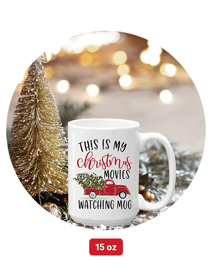 BLUE RIBBON Christmas Gifts Coffee Mug,This is My Christmas Movies Watching Mug, Funny Coffee Mug from Daughter, Wife and Son – Mug in Decorative Christmas Gift Box (15 oz)