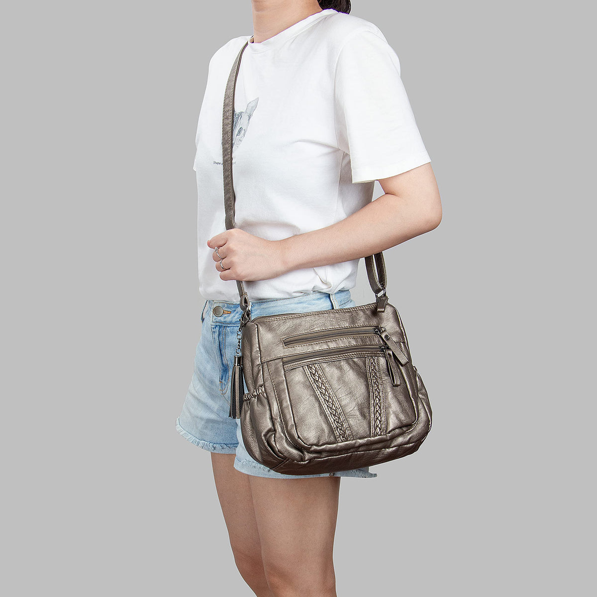 VOLGANIK ROCK Crossbody Bag for Women with Tassel Ladies Soft PU leather Purses and Handbag Pocketbooks