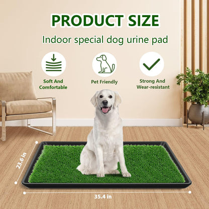 STARROAD-TIM 60X90 CM Dog Grass Pad with Tray for Indoor/Outdoor Large Dog Potty Training Reusable Dog Training Pads with tray Grass Pee Pads for Dogs with Tray is Reusable and Easy to Clean