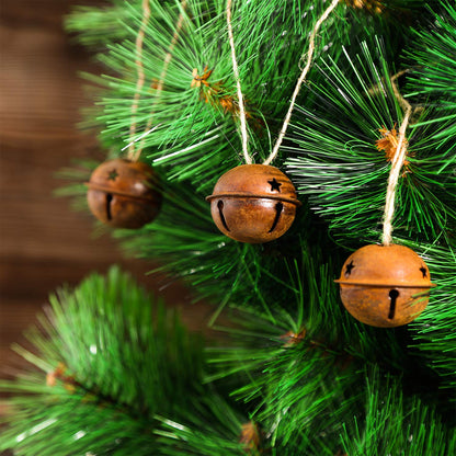 30 Pieces Christmas Rustic Bells Metal Sleigh Rusty Bells Primitive Look Bells Star Cutouts for Holiday Craft Home Decoration