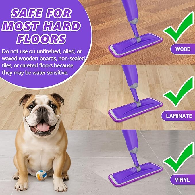 HOMTOYOU Spray Mops for Floor Cleaning: Wet Mop for Hardwood Tile Wood Laminate