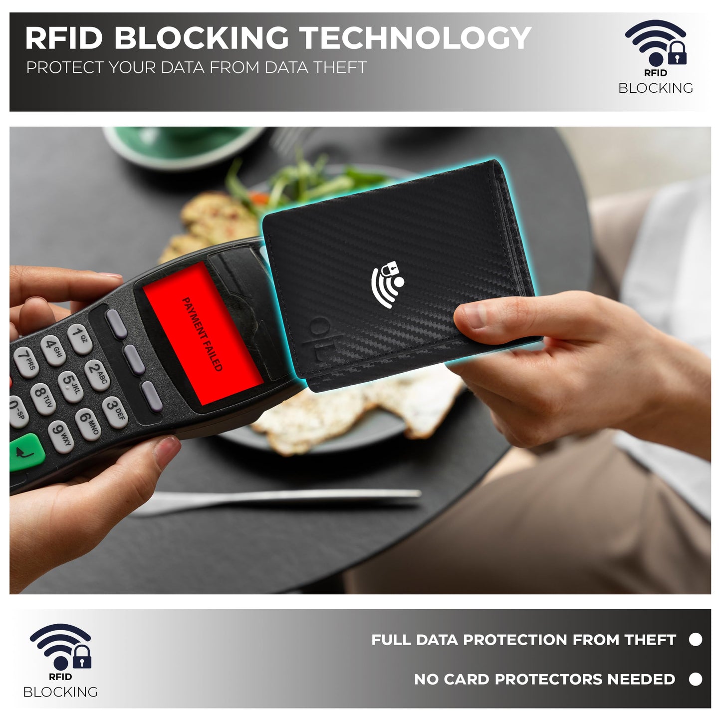 Black Leather Wallets | Trifold | 9 Credit Card Slots | Travel Friendly | RFID Blocking | 2 ID Slots