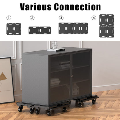 SOLEJAZZ Moving Furniture Dolly Connectable, 200KG Capacity Piano Moving Dolly, Heavy Duty 4 Wheel Moving Cart for Moving Heavy Furniture, Black, 1 Pack