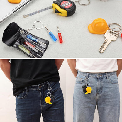 Jutom 108 Pcs Mini Construction Helmet Keychains Tape Screwdrivers Tool Adult Men Gifts Bulk for Easter Egg Stuffers Father's Day Construction Party Favors Gifts