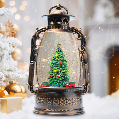 Extra Large Christmas Snow Globes Christmas Lantern, 13.8" Musical Snow Globe Rotating Train Snowglobe 8 Songs 6H Timer Music Box Dual Power Snowglobes for Kids Adults Lighted Christmas Decor Gifts