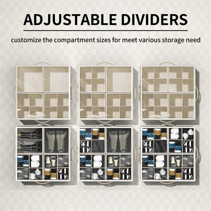 Aokeyee Shoe Organizer for Closet,2 Pack Foldable Shoe Storage Organizer Box Bin with Adjustable Dividers and Clear Cover, Fits up to 16-32 Pairs