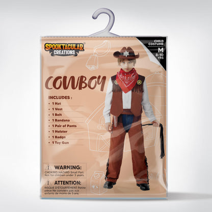 Spooktacular Creations Halloween Cowboy Hat Costume for Boys, Kids Brown Western Costume, Deluxe Boys Cowboy Outfit Set for Toddler Halloween RolePlay Themed Party (3T, 3-4 yrs)